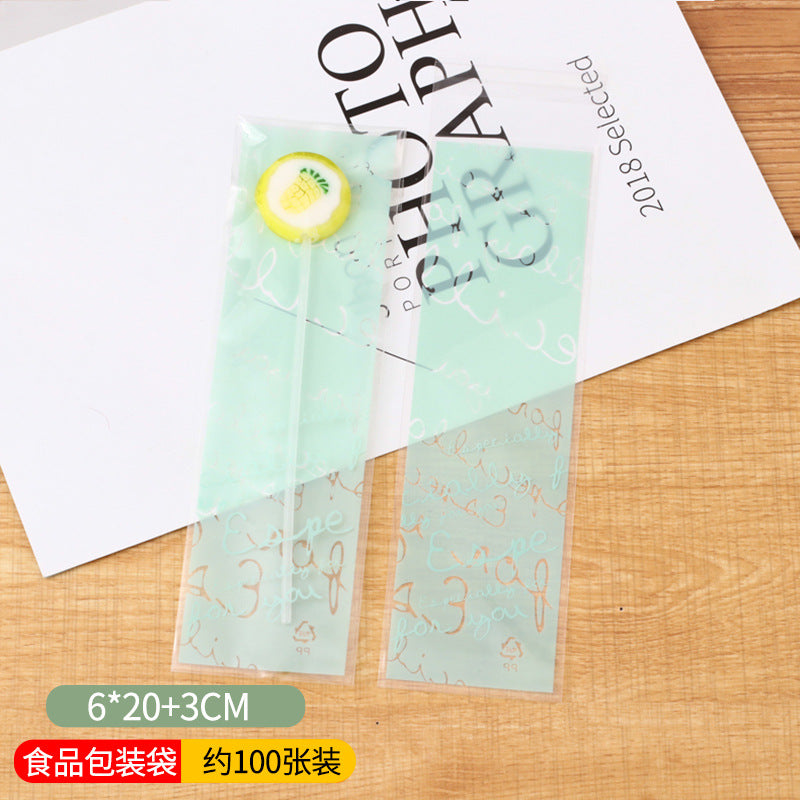 Wholesale 100PCS Long Baking Self-adhesive Bag Cookie Bag Biscuit Ziplock Bag